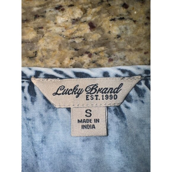 Lucky Brand Chambray Blue Embroidered Tencel Sleeveless Top S Cowgirl Boho Hippy - Picture 7 of 9